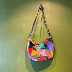 Vintage La Covina Colorful Patchwork Hobo Shoulder Bag